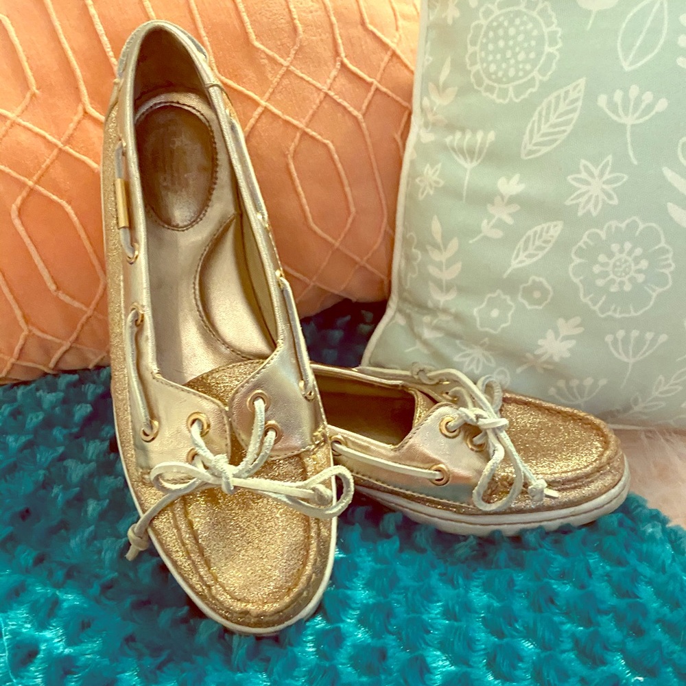 Gold glitter Coach boat shoes like Sperry 9.5
